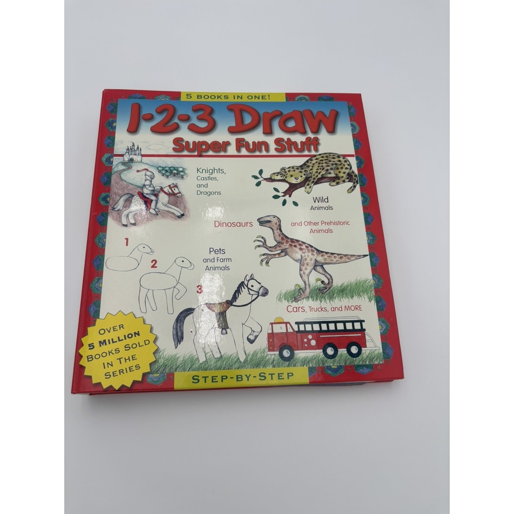 1-2-3 Draw Super Fun Stuff Freddie Levin 5-in-1 Step-by-Step Art Book Spiral HC